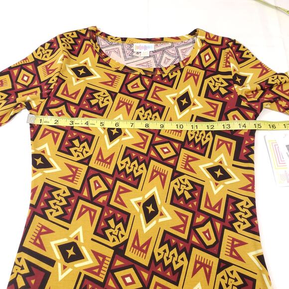 Lularoe Julia Bodycon Dress Short Sleeve Size XXS Print Knee Length Boho Art Mom - Picture 8 of 13